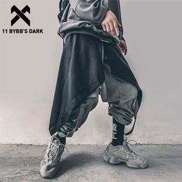 11 BYBB'S DARK Irregular Hip Hop Men Harem Skirt Pants Harajuku Adjustable Streetwear Black Pleated Apron Gothic Jogger Trouser 211112