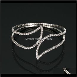 Bracelets Drop Delivery 2021 Lady Women Bangle Gift Arrival Sier Colour Elegant Jewellery Charm Crystal Rhinestone Special Design Bracelet B056