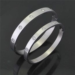 Wholesale Jewellery Luxury Brand Inlaid Aaa Cubic Zirconia Couple Bracelets for Women Fashion 8mm Stainless Steel Men Bangles 2021 Q0717