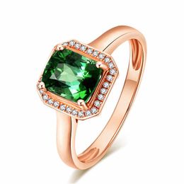 Womens Rings Crystal Jewellery 18k rose gold green diamond ring emerald Cluster For Female Band styles