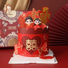 Other Event & Party Supplies Red Chinese Wedding Decoration Bride Groom Butterfly Cake Topper Valentine's Day Baking Lovely Gifts