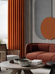 light orange curtains Canada - Curtain & Drapes 2021 Shading Nordic Minimalist For Bedroom Heat Insulation Sunscreen Orange Light Luxury Shade Velvet Curtains