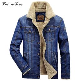 M-6XL men jacket and coats brand clothing denim jacket Fashion mens jeans jacket thick warm winter outwear male cowboy YF055 210818