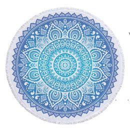 new Round Beach Towel Indian Mandala Tapestry Microfiber Bath Towels beaech Women Shawl Yoga Mat with Tassel Picnic Rugs 22 Colours EWF7890