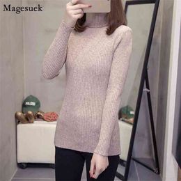 Fashion Casual Women Sweaters Long Sleeve Pullover Jumper Knitted Turtleneck White Pull Femme 5876 50 210512