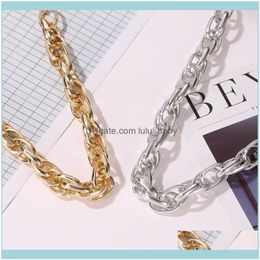 Chains Necklaces & Pendants Jewelrychains Punk Lock Thick Chain Choker Necklace For Women Gold Colour Cuban Chunky Link Collar Fashion Aessor
