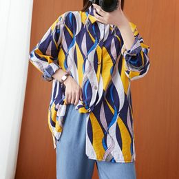 Oversized Women Cotton Casual Shirts New Arrival Spring Vintage Print Loose Comfortable Female Long Sleeve Tops S3022 210412