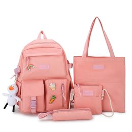 Good Quality College Style Light Weight 4 Pieces Set School Bags Book Handbag Tote Bags For Girls