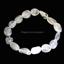 Tumbled Clear Crystal Bracelet Handmade Chakras Reiki Stone Healing Bracelets Women Natural Yoga Jewellery Beaded, Strands Drop Delivery 2021