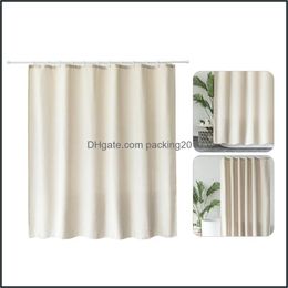 Aessories & Gardenpolyester Fabric Shower Curtain With Hooks Waterproof Plastic Bath Screens Solid Colour Eco-Friendly Bathroom Curtains Home