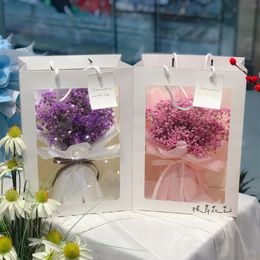 Flower Gift Wrap Bag Transparent Window Handheld Present Bags Wedding Birthday Party Favor Package