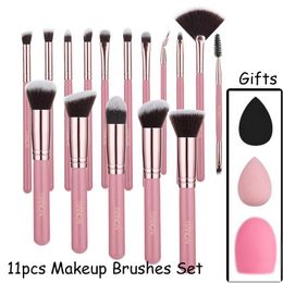 11 Pcs/set Makeup Brushes Sets Eyeshadow Blending Eyeliner Eyelash Eyebrow Make Up Beauty Brush Kit With Powder Puff and Brushegg