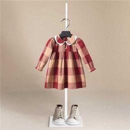 2021 New Fashion 2-6Y Toddler Kids Baby Girl Autumn Dress Brand Long Sleeve Solid Cotton Party Casual Dress Clothes Q0716
