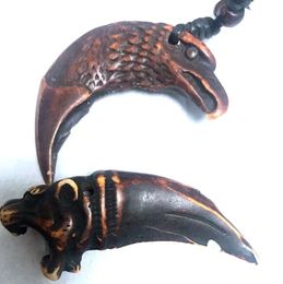 hawk necklaces NZ - 15 pcs Men's Imitation Vintage Yak Bone Carved mules hawk tiger Necklace rock Adjustable Rope Gift