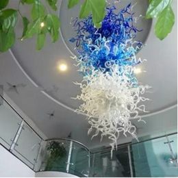 Contemporary Art Lamp Blues White Color Large Moroccan Handmade Blown Glass Chandelier Lighting Villa Large Luxury LED Pendant Lights