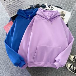 11 Colors Plain Hoodie Simple Loose Pullover Oversized Korean Long Sleeve Coat Outerwear Women Sweatshirts Pullover Clothes Y0820