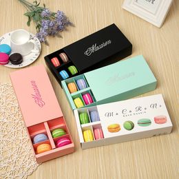 12 Cups Paper Macaron Box Packaging Drawer Type Biscuit Pastry Chocolate Cake Boxes for Wedding Party Gift Wholesale