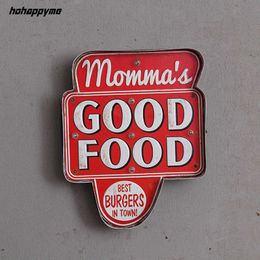 Momma's Good Food Vintage LED Light Decorative Painting Pub Bar Restaurant Cafe Advertising Signage Hanging Metal Signs