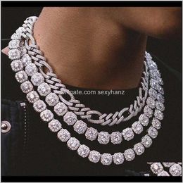 Chokers Necklaces & Pendants Drop Delivery 2021 High Quality Iced Out 5A Cubic Zirconia Jewellery Clear Cz Paved Hiphop Bling Cluster Tennis Ne