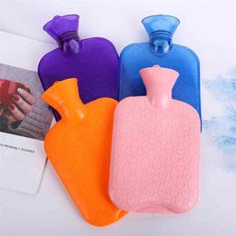 1000ml Winter Thermos Bottle Water Hand Warmer Solid Colour Thickened PVC Silicone Rubber Household 210423