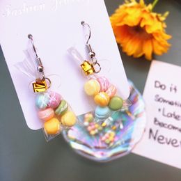 Cute Colourful Macarons Dangle Earrings For Women Girls DIY Handmade Bread Food Drop Earring Funny Jewellery Holiday Gifts