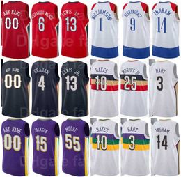 Screen Printed Basketball Trey Murphy Jersey 25 Garrett Temple 41 Larry Nance Jr. 22 Tony Snell 21 Jaxson Hayes 10 Kira Lewis JR. 13 Willy Hernangomez 9 Men Women Kids