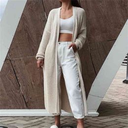 Women's cardigans Style for Autumn and Winter Casual Long Knitted Cardigan women sweater Jacket V-Neck Full Cardigans 210914