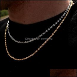 Necklaces & Pendants Chains Classic M Rope Chain Necklace Men Stainless Steel Gold Colour Women Jewellery Gift Drop Delivery 2021 Lr1Uf