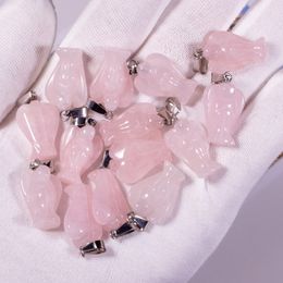 Chakra Natural Stone Charm Rose Quartz Crystal Angel Pendants Chakras Gem Stone Fit Earrings Necklace Making Assorted