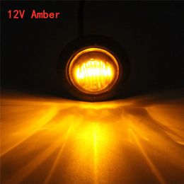 4PCS Car Bulbs 12V Amber 3/4Inch Round LED Front Rear Side Marker Lights Waterproof Clearance Light for Universal Truck Trailer