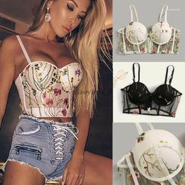 Women's Tanks & Camis 2021 Women Fashion Flower Ladies Bralette Crop Tops White Sexy Blusas Push Up Bra Underwear Lingerie1