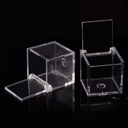 250pcs Food Grade Clear Plastic Square Box Candy Box Flip Transparent Gift Packing Case Wedding Favor Souvenirs RRD11866