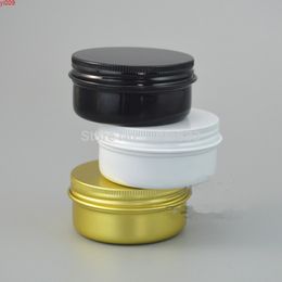 50G 50ML Aluminium Jar White Black Gold Cosmetic Cream Packing Tin Metal Container Essence Oil Aroma Wax Pot Screw Lid, 25pcs/lotjars