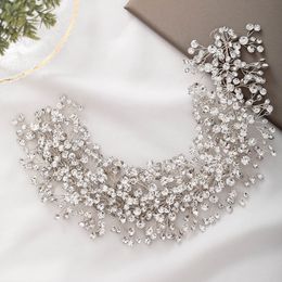 FORSEVEN Luxury Headband Full Glisten Drill Beads Decorated Women Band Handmade Elegant Bride Wedding Hair Jewelry JL
