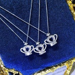 Sparkly Zircon Crown Pendant Necklace Women Cute Chain Necklaces for Gift Party Fashion Jewellery Accessories