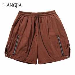 High Street Heavy Button Zipper Lining Loose Boxer Shorts Summer Fashion Men Women Sweat Shorts Hip Hop Side Zipper Cargo Short C0607