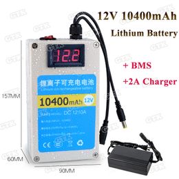 12v 10400mAh 10Ah lithium ion battery pack for Outdoor speakers/mobile power supply/Fishing lights/Portable Energy+2A Charger