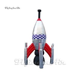Outdoor Parade Performance Inflatable Rocket Balloon 3m Silver Blow Up Projectile Model Missile Replica For Concert Stage Decoration