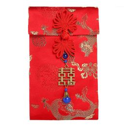 Sacchetto regalo Buste rosse Festival di primavera Inaugurazione della casa Tasca per soldi tradizionale Anno cinese fortunato Nappa Matrimonio Compleanno Avvolgere