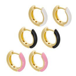 Hoop & Huggie Small Circle Earrings For Women Jewelry Steampunk Ear Clip Gift Gold Color Copper Enamel Minimalist Hoops Buckle