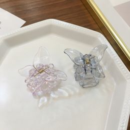 Butterfly Catch Clip Transparent Medium Hair Clip Women Hairpin Fashion Hair Accessories Female Headwear Hair Claw 956 V2