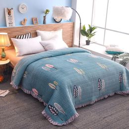 Blankets Crystal Flannel Lace Bed Cover Blanket Warm Flange Quilted With Cotton Ab Face Thickened Sheet