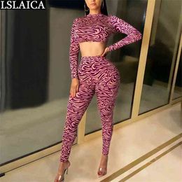 Fashion Joggers Women Set Printing Exposed Navel Two Peice for Skinny Elastic Waist Sexy & Club Tute Sportive Donna 210515