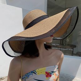 fashion lace beach hats ladies summer wear-resistant UV protection foldable sun cap wide brim straw hat
