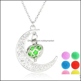 Pendant Necklaces & Pendants Jewellery Hollow Moon Necklace Opening Heart Locket For Women Girl Gift Diy Original 6 Colours Drop Delivery 2021