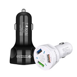 Car Chargers Quick Charge 3 Ports USB Cell Phone Charger Adapter For Samsung S10 Fast Charging Accessories