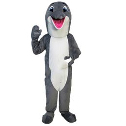 Mascot Costumes Gray Dolphin Mascot Costumes For Adults Circus Christmas Halloween Outfit Fancy Dress Suit Real Picture 2020New