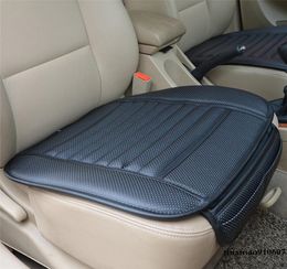 Car Seat Cover Set Cushions Summer Leather Bamboo Charcoal Monolithic Ice Silk Pads with Non-Slip Bottom & Storage Pockets for SUV Sedan