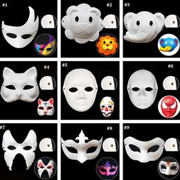 Halloween Full Face Masks DIY Hand-Painted Pulp Plaster Covered Paper Mache Blank Mask White Masquerade Masks Plain Party Mask ZC359