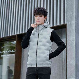Man Autumn Winter 2021 New Duck Down Trend Waistcoat Sleeveless Vest Jacket Thickened Men'S Coat Korean Version Fashion G1108